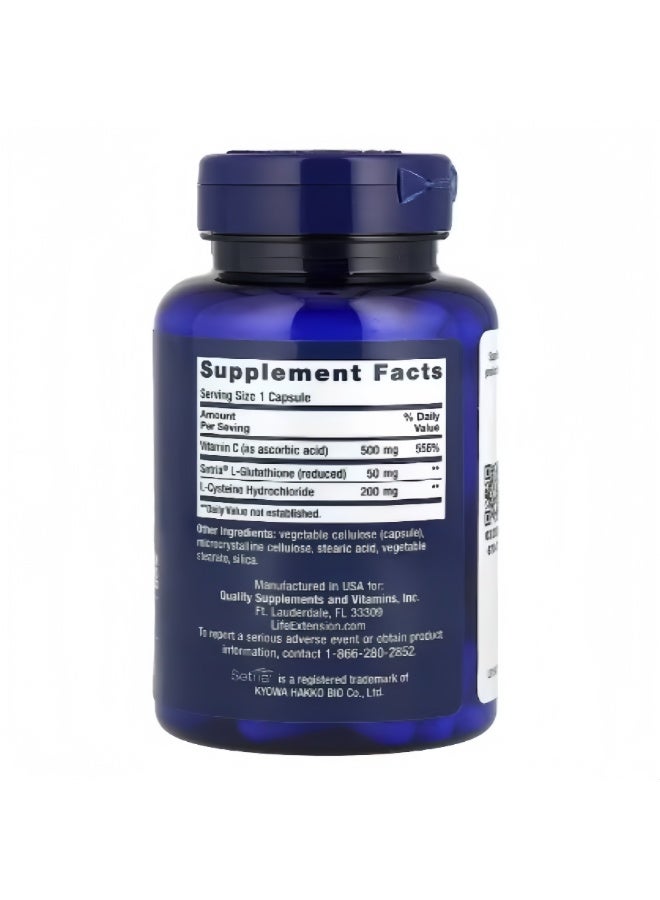 LIFE EXTENSION Glutathione, Cysteine & Vitamin C Capsules – 100 Capsules Dietary Supplement | Gluten-Free & Non-GMO Amino Acids Formula for Immune System Support & Antioxidant Defense - Image 2